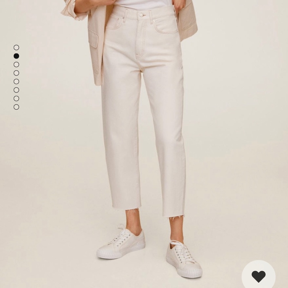Mango | Balloon Crop Jean | Ecru | Organic Cotton | High Waist | Nonstretchable